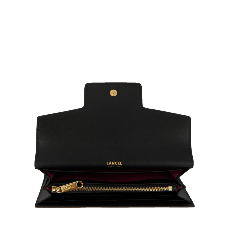 Long Flap Wallet - Black-Gold